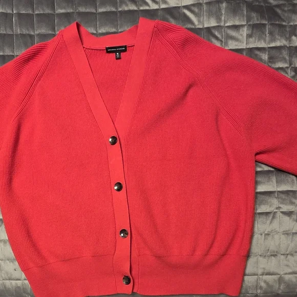 M Universal Standard V-Neck Cardigan In VIBRANT Orange - Picture 5 of 7